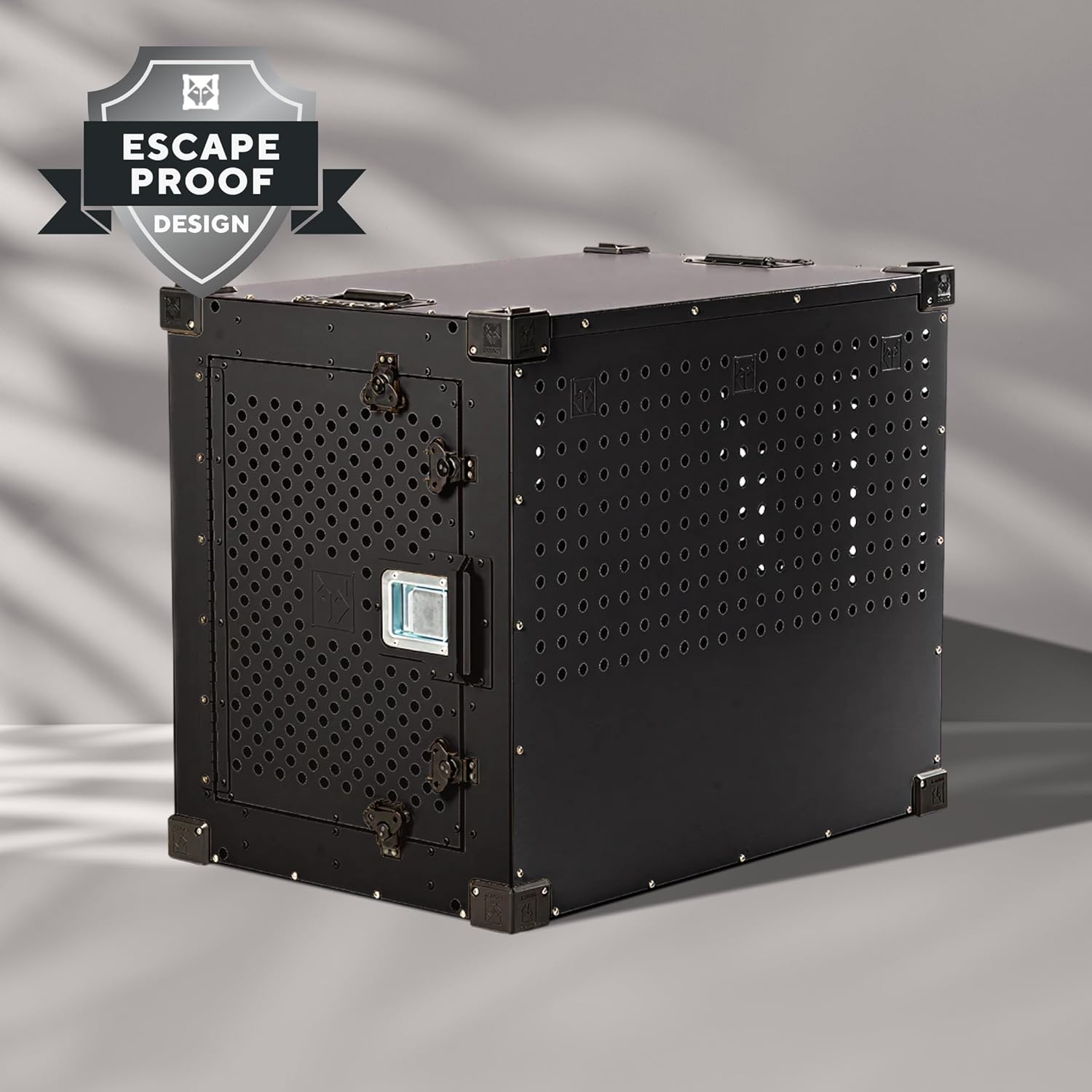 Impact Indestructible High Anxiety Dog Crate for Medium Dogs - Heavy Duty Escape Proof Indoor Dog Kennel with Powder-Coated Aluminum - Ideal for Escape Artists (Black, 30" (30.5" L x 20.5" W x 26" H)