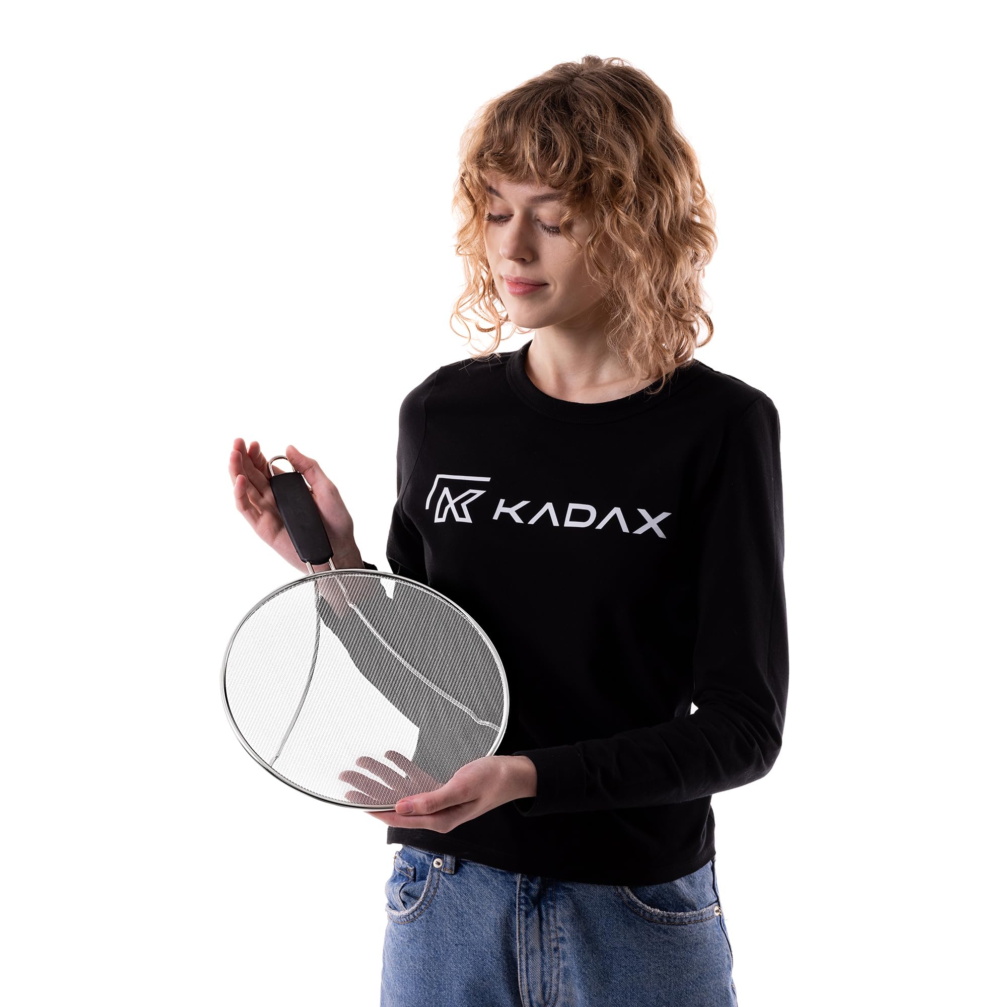 KADAX Padella paraspruzzi Ø 25 cm, in acciaio inox con rete a maglia fine, coperchio paraspruzzi per padella, utensili da cucina contro la spruzzatura dell'olio (argento) - 4