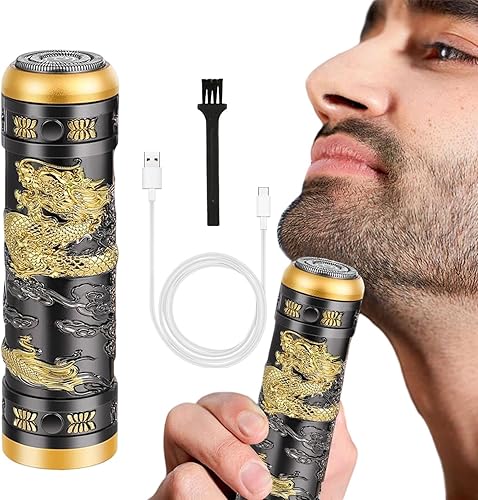 Miniatura 7 de Generic Dragon Gold - Maquinilla de afeitar eléctrica, negro, recargable, cabeza de aluminio, para hombres, adultos, unisex, familia negra
