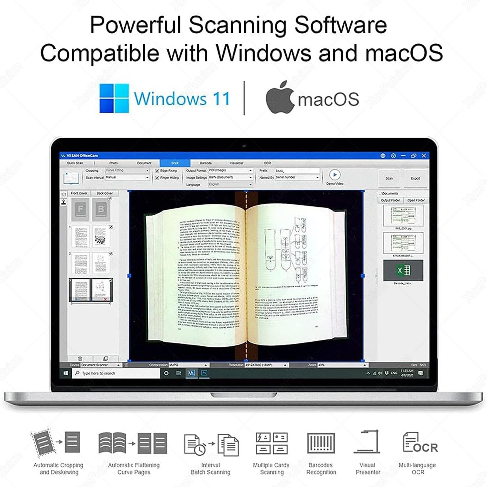 S21 Scanner Documenti,Scansionare Disegni A2/A3/A4,Riviste,Contratti,Ripristinare Immagini Piane,Rimuovere Impronte,Pulire Sfondo, per Home Office Online Insegnamento