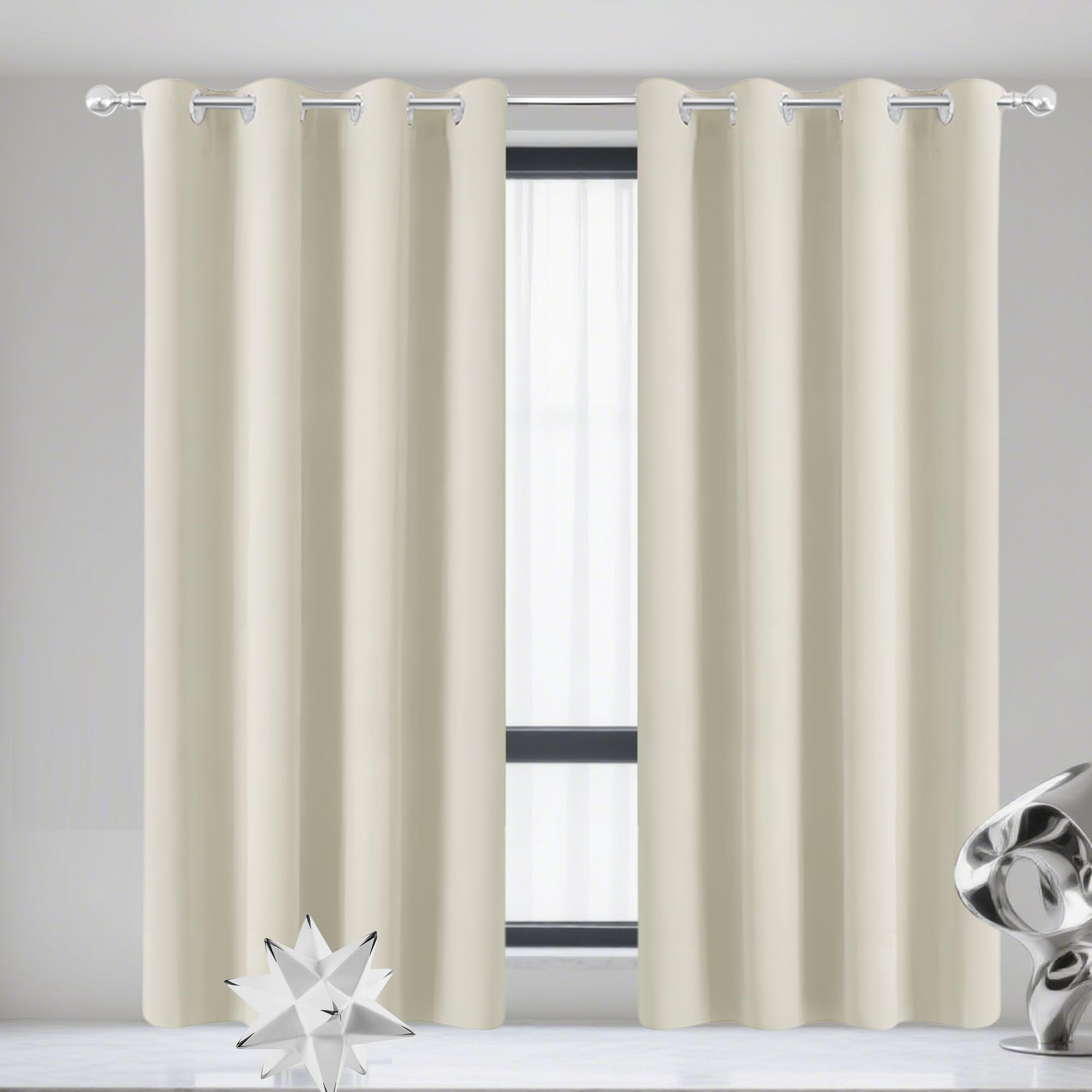 Tenda Oscurante Tende Soggiorno 120 x 290 cm con Occhielli/Poliestere Moderne Eleganti Tende Soggiorno 1 Pezzi per Cameretta Bambini Finestre, Beige