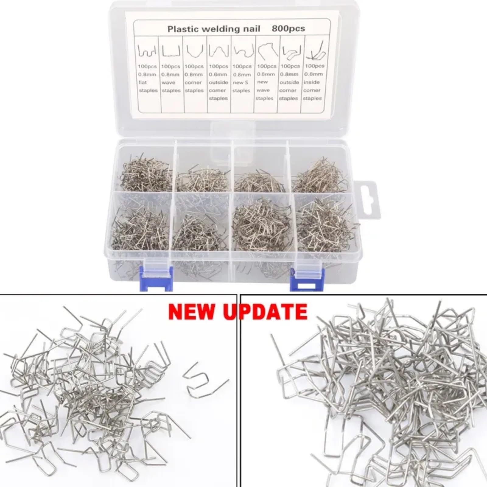 800 Pcs Plastic Welding Hot Staples Wave Welding Rods, 8 Types (0.6mm & 0.8mm) Car Auto Bumper - Image 4