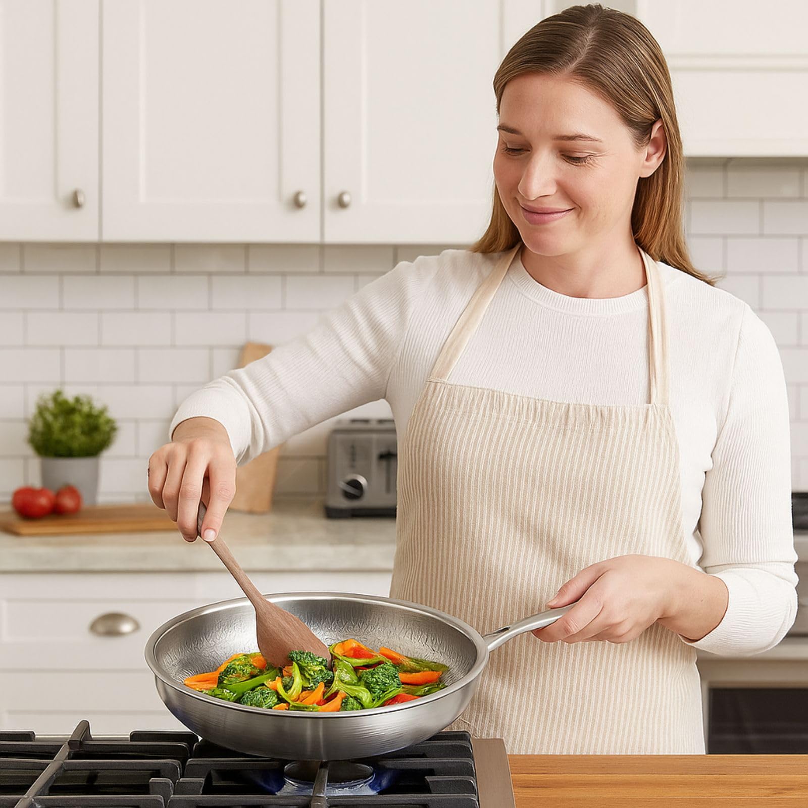 Pure Titanium Hammered Frying Pan With Lid – Non Stick, Scratch Resistant | 10.23/11.02/11.81 Inch