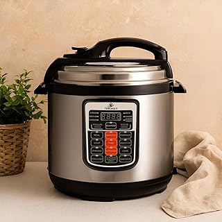 قدر ضغط كهربائي متعدد الوظائف بسعة 6 لتر و وقوة 1000 واط مزودة ب 12 وظيفة مختلفة، طنجرة ضغط كهربائية ستانلس ستيل عالي الكفاءة ببرامج طهي مسبقة الإعداد