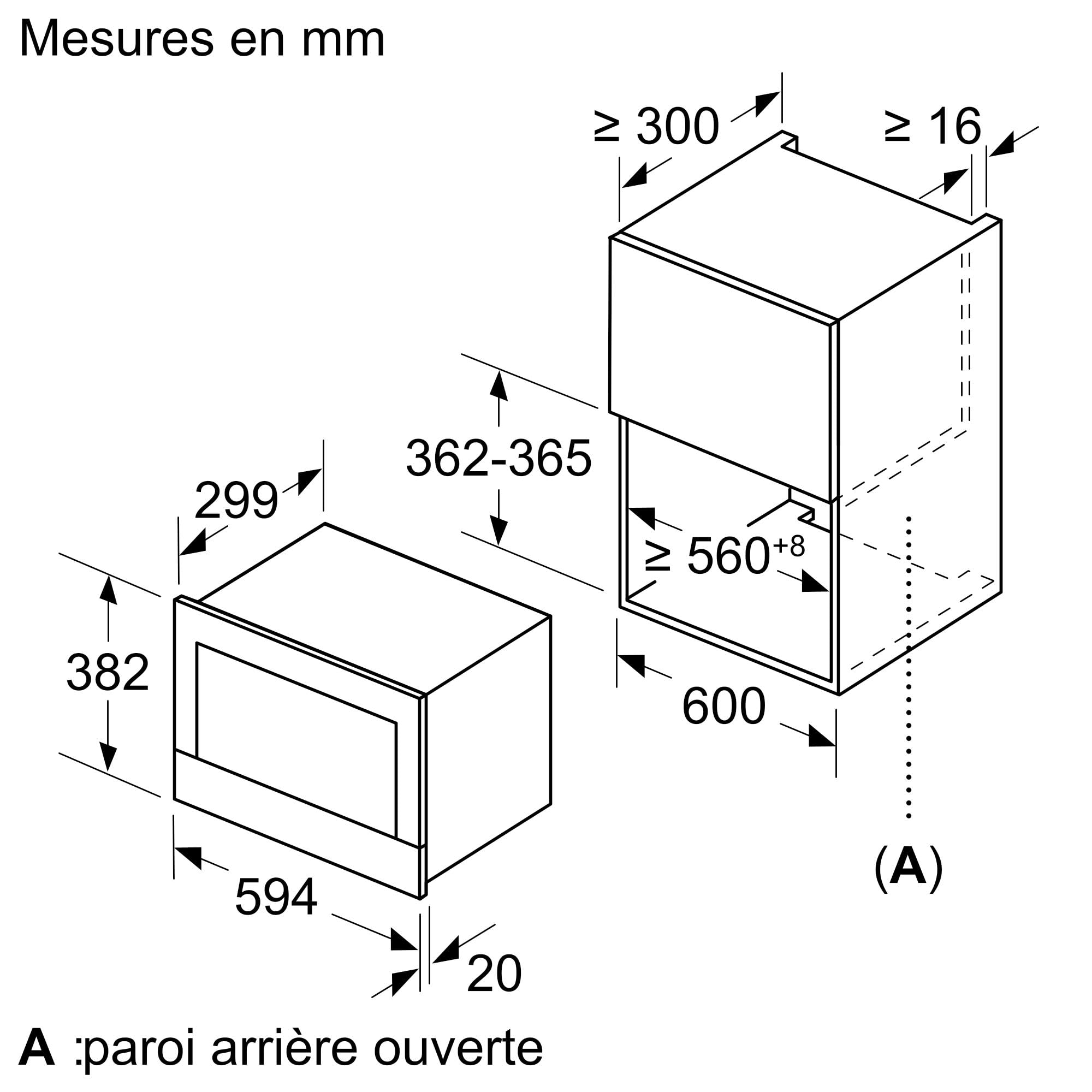 Bosch BFL634GS1 - Série 8 - Micro-ondes intégrable - 60 x 38 cm - 21 litres - Inox
