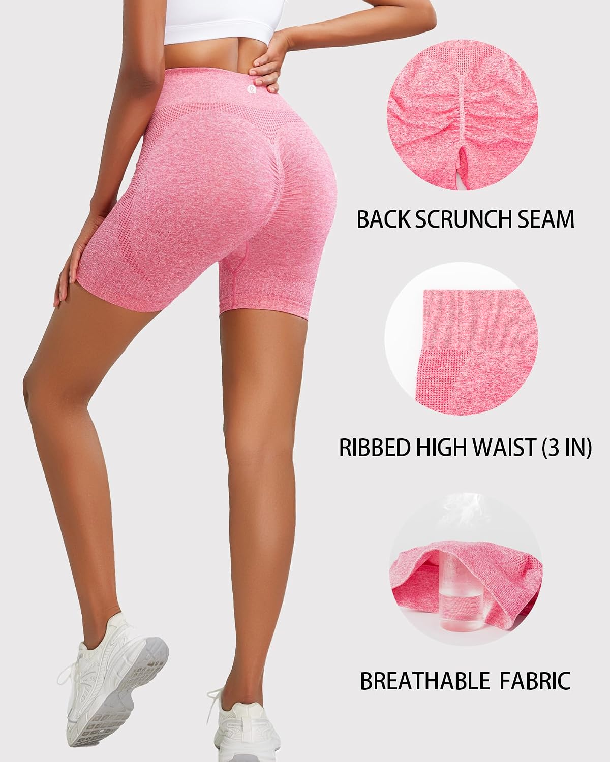 RUNNING GIRL Seamless Scrunch Workout Gym Shorts for Wome,High Waist Tummy Control Athletic Running Biker Shorts