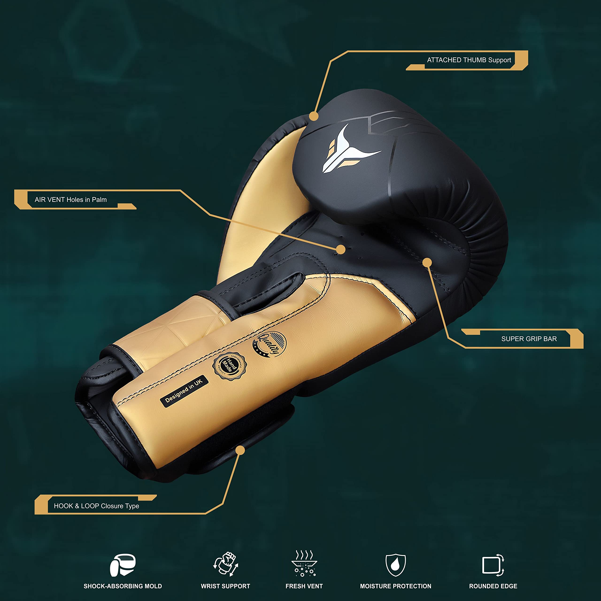 Mytra Fusion Gants de Boxe Inclus avec Bandes de Boxe Gratuite Gant de Boxe MMA Training Muay Thai Gants Hommes & Femmes Gants Boxe
