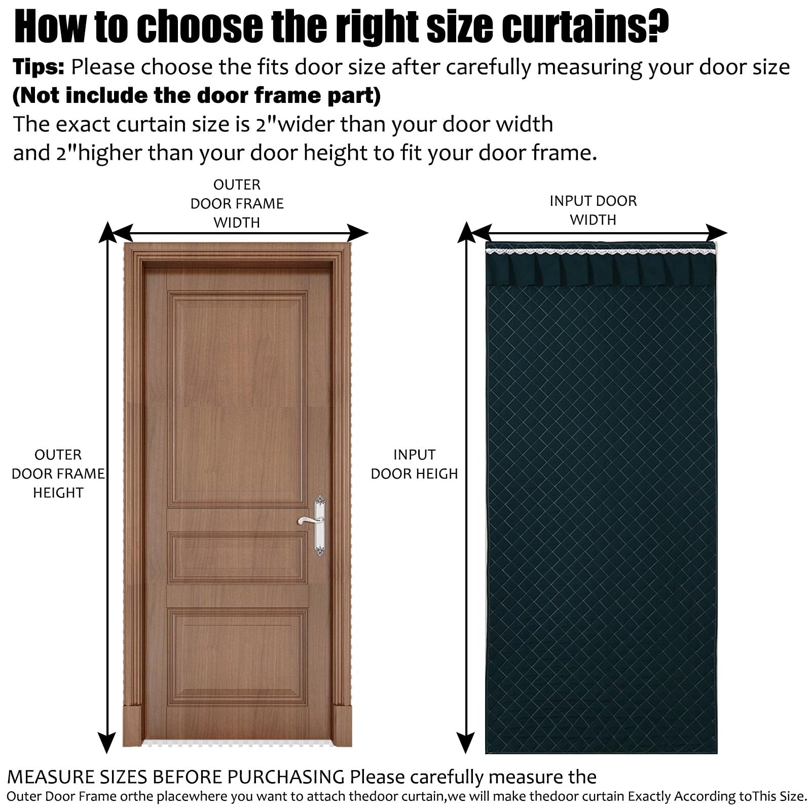 Surwin Cortina de Puerta Aislante Térmica, Invierno Cortina Termica Aislante Frio y Calor Cortina de Puerta con Aislamiento Acustico para Exterior Interior (90 * 210cm,Caqui)