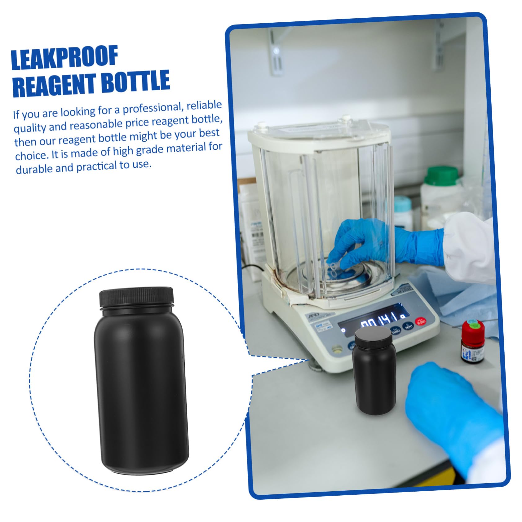 NAMOARLY 2pcs Large Mouth Reagent Bottle Container Medicine Bottle Lab Bottles Water Sample Bottles Bottle for Laboratory Wide Mouth Bottle Leakproof Reagent Bottle Liquid Black Plastic