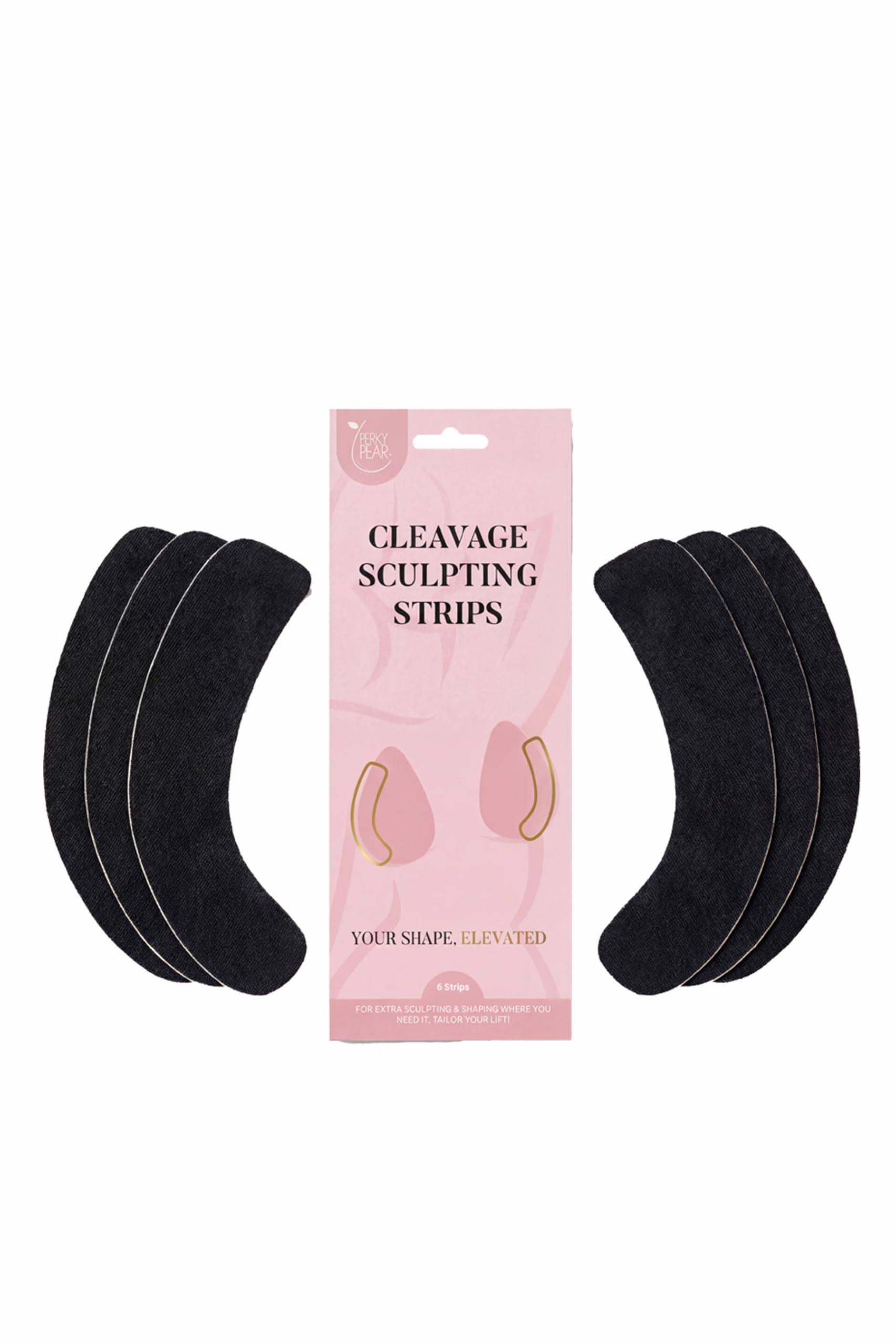 Perky Pear Cleavage Sculpting Boob Tape Strips [A-H Cup] - 3 Pairs of Sculpting Breast Lift Boob Tape (Black)