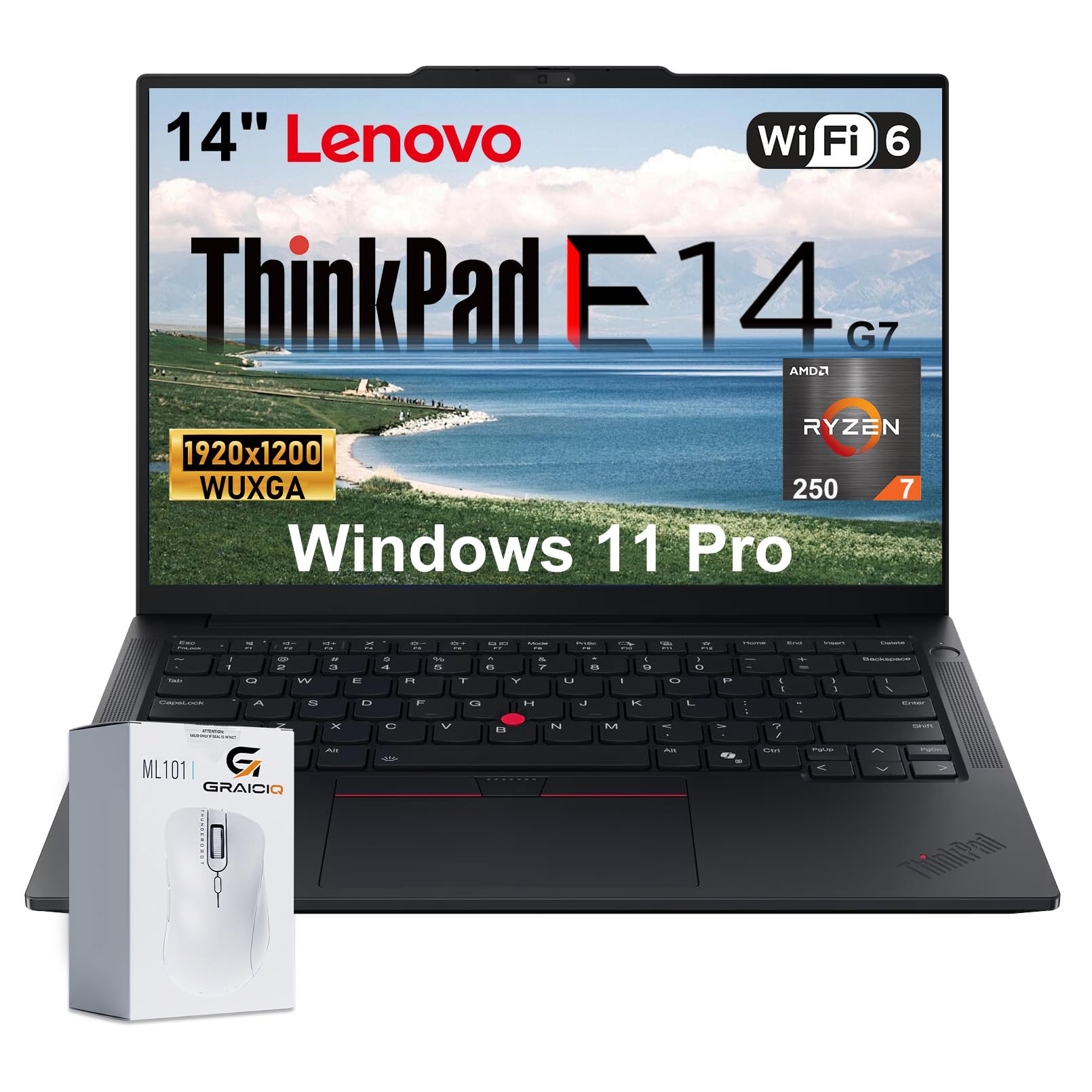 Lenovo ThinkPad E14 Business Laptop, AMD Ryzen 7 250, 32GB DDR5 + 1TB