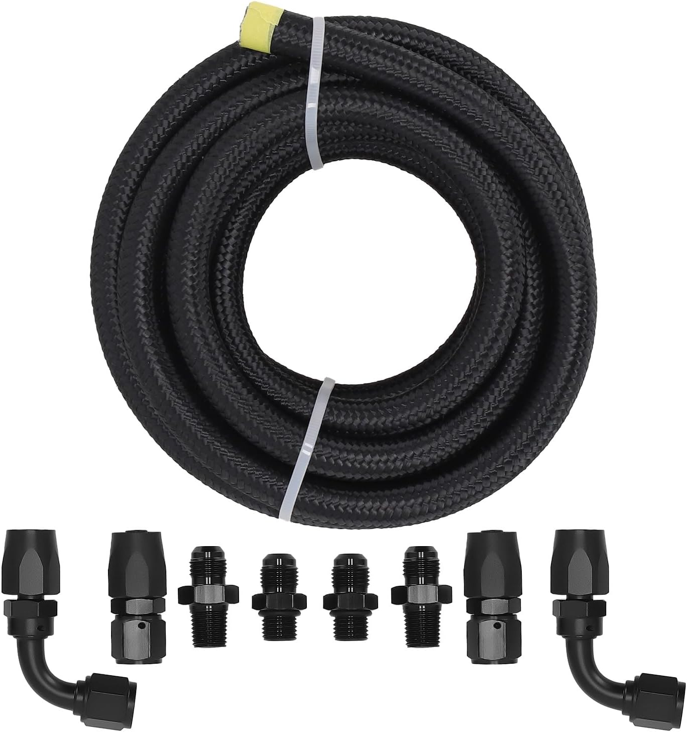 maXpeedingrods AN6 15FT Automatic Transmission Cooler Line Kit for 4L60E 4L65E - Black Steel Braided Hose Kit for Oil Gas Fuel