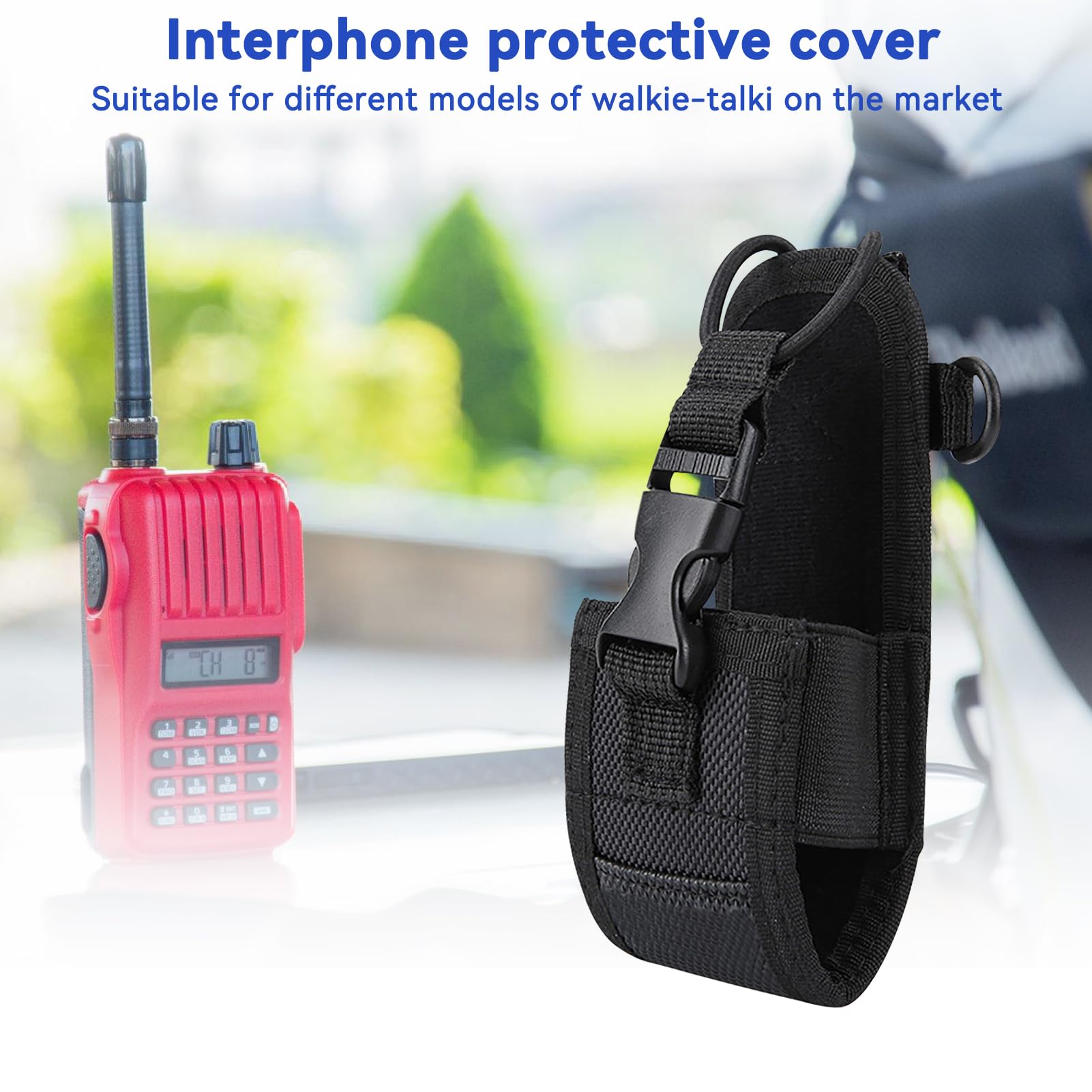 Agatige Custodia per Walkie Talkie, 2 Pezzi Protettiva Cover Porta Supporto per Radio Multifunzione per Radio Bidirezionale con Tracolla Regolabile per Telefono GPS Radio Bidirezionale