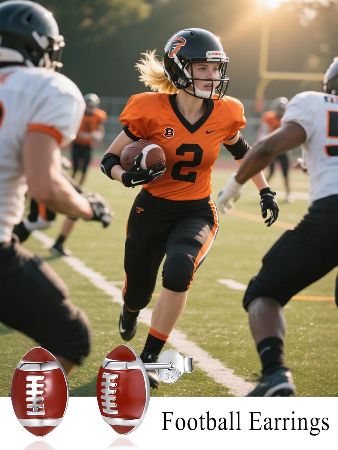 Dreamboat Sports Ball Stud Earrings for Women 925 Sterling Silver Hypoallergenic Volleyball Basketball Soccer Baseball Football Jewelry Gifts for Sports Fan Sport Lovers - Image 3