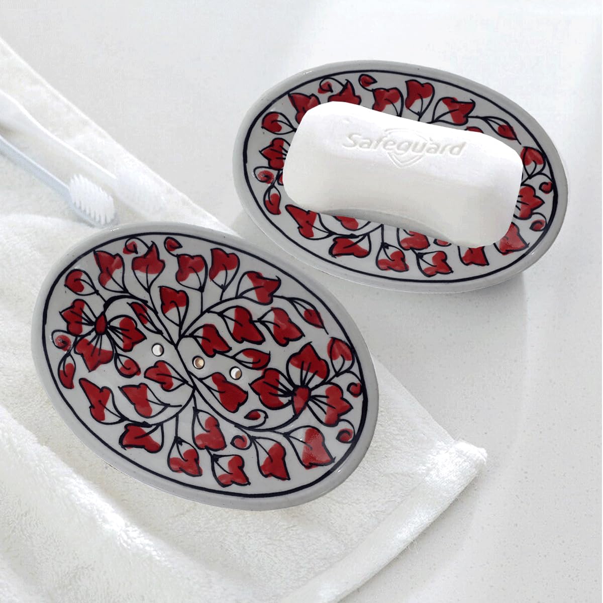 LOOKS FIRST Ceramic Soap Dish Holder for Bathroom | Ceramic Soap Dish Holder for Bath Tub | Ceramic Soap Dish Holder for Wash Basin with Drain Hole (B0CN5G34TP) Amazon Price History, Amazon Price Tracker
