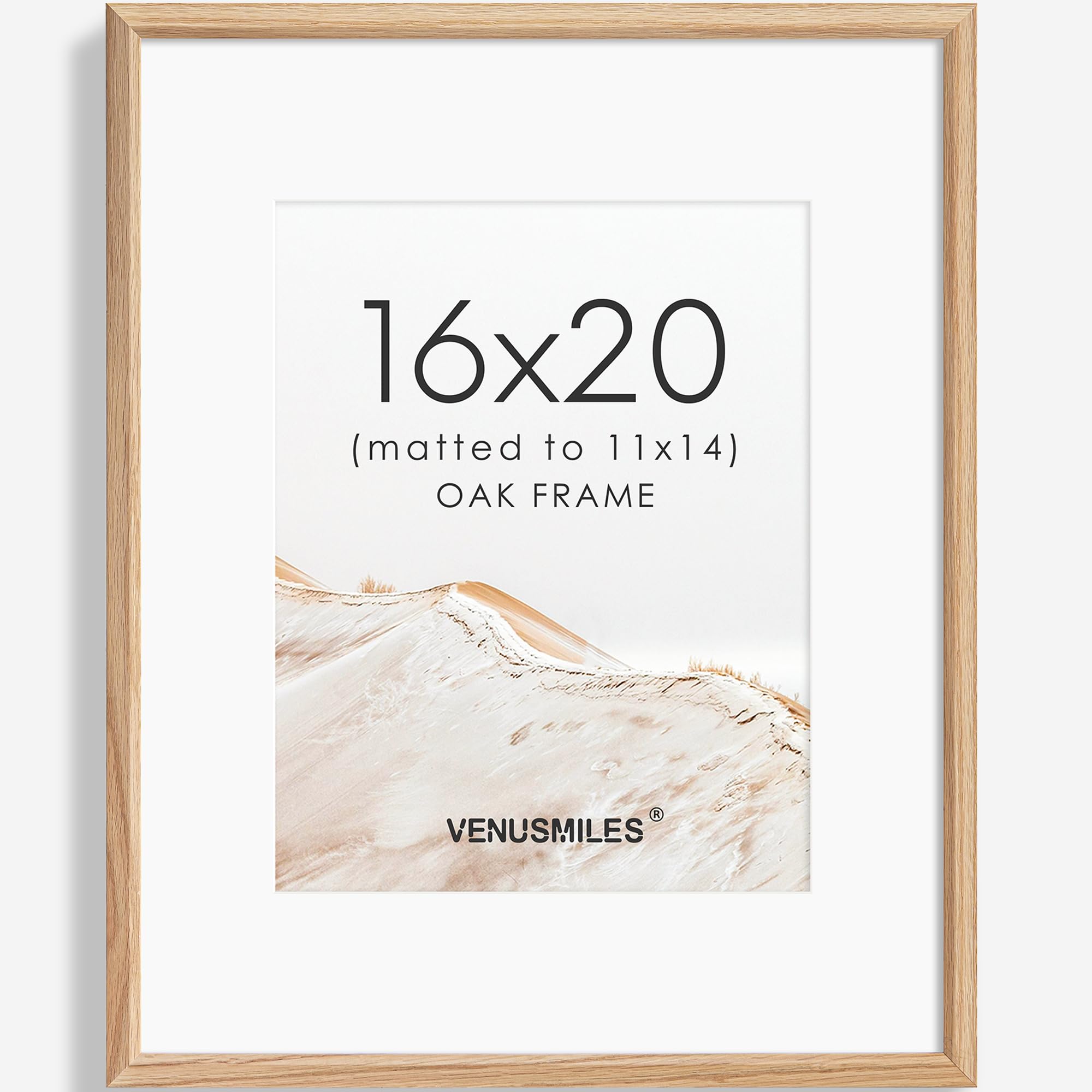 16x20 Picture Frame Natural Solid Oak Photo Frames with 11x14 Removable Mat Wall Hanging Large Handcrafted Frame with HD Plexiglass Wall and Tabletop Display Large Poster Frame