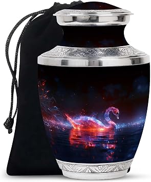 Ethereal Swan Embers - Human Urns for Ashes Adult Medium - Unique Large Capacity Urns for Adult Male - Elegant and Durable - Memorial for Ashes 10 Inch, Natural, KA-TASTY-URN-1860-M