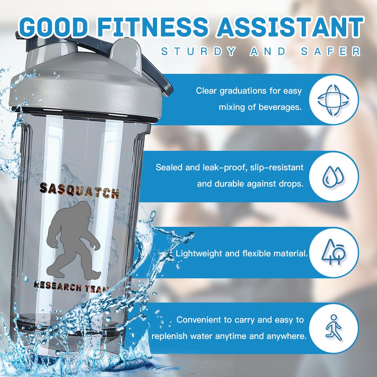 Bigfoot Research 2 18 Ounce Shaker Cup,Fashion Theme Pattern Shaker Bottle Leak-proof Workout Shake Bottles 500ML/18 oz Perfect for Pre Workout