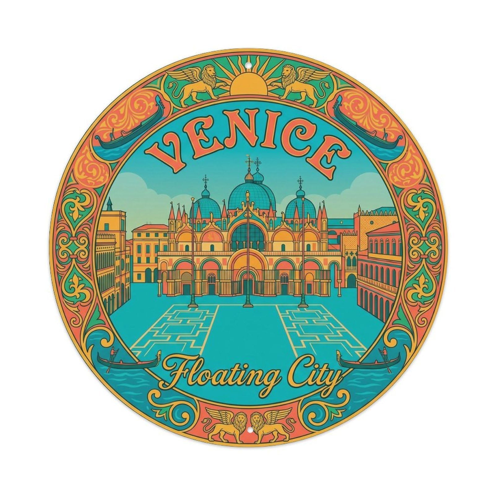 Vintage Travel Venetian Lagoon Italy Metal Tin Sign Plaque