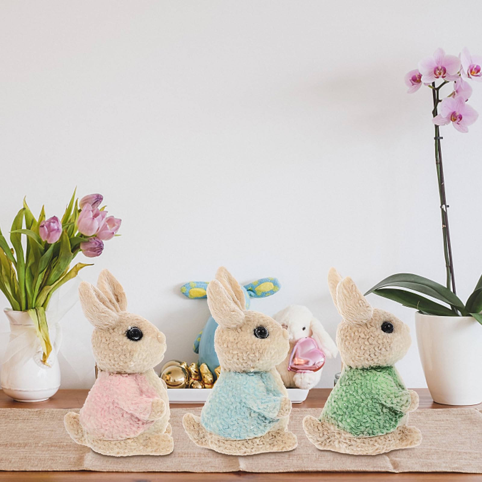 3 Piezas Figura de Conejo de Pascua de Resina