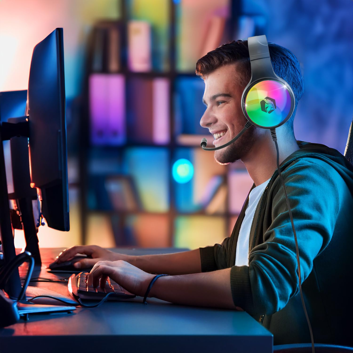 EMPIRE GAMING – 2024 Nowość - Icarus S16 Zestaw Słuchawkowy do Gier RGB - dla PS5, PS4, Xbox One/Series, PC, Mac, Smartfony, Tablety - Pilot - Dźwięk Stereo High Definition - Elastyczny mikrofon