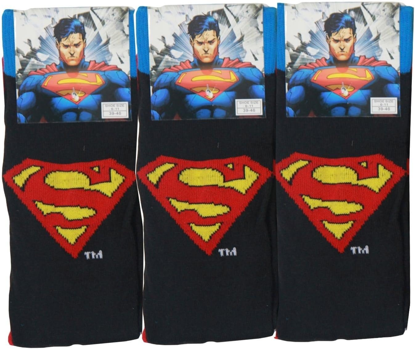 3 Pairs Mens Cartoon Novelty Socks Superman, Batman, Homer Simpson, Family Guy