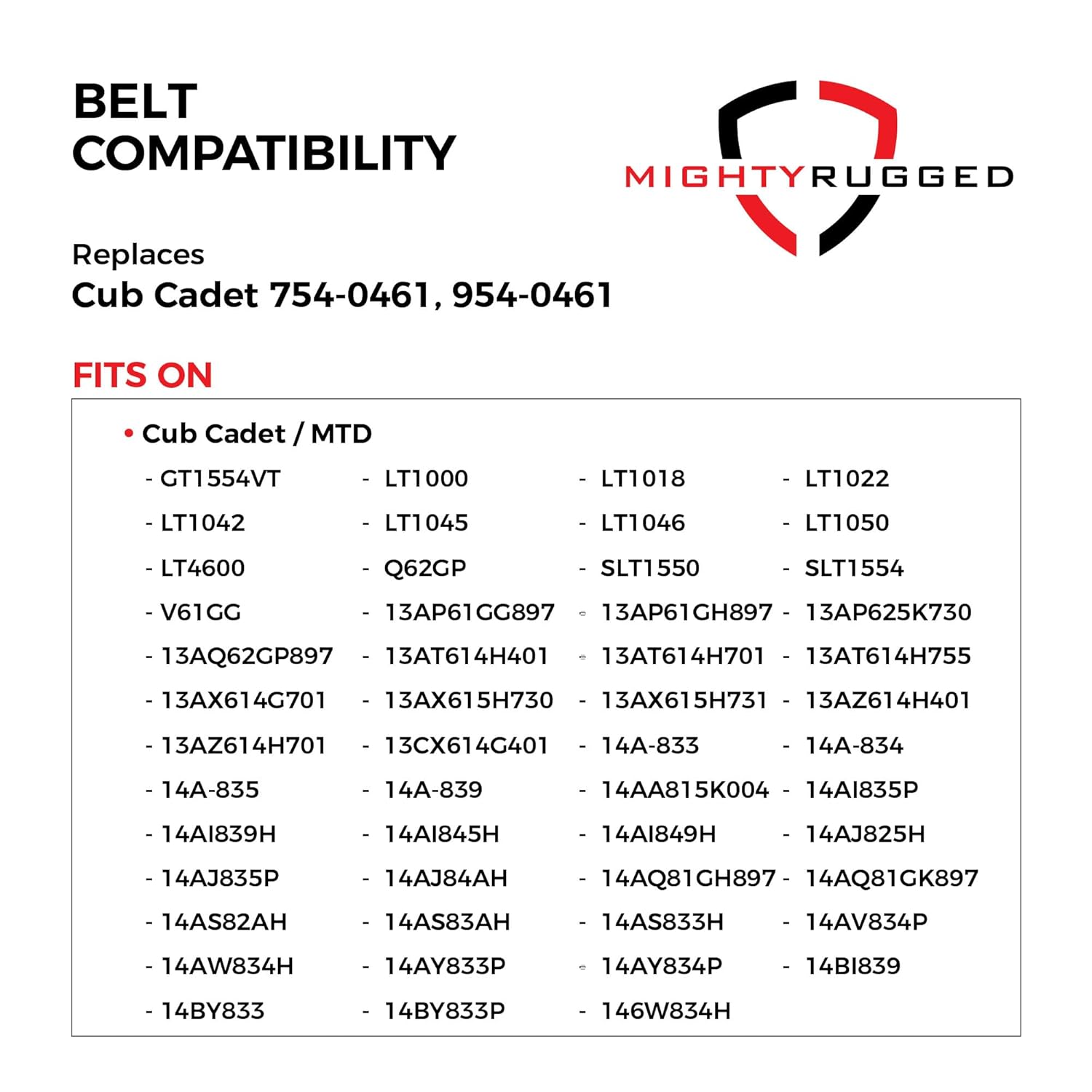 954-0461, 754-0461 Drive Belt for Cub Cadet - 78" - Heavy-Duty, Durable, Aramid Cord Belt - Compatible with LT1018, LT1022, LT1024, LT1042, LT1045, LT1046, LT1050, GT1554, SLT1550