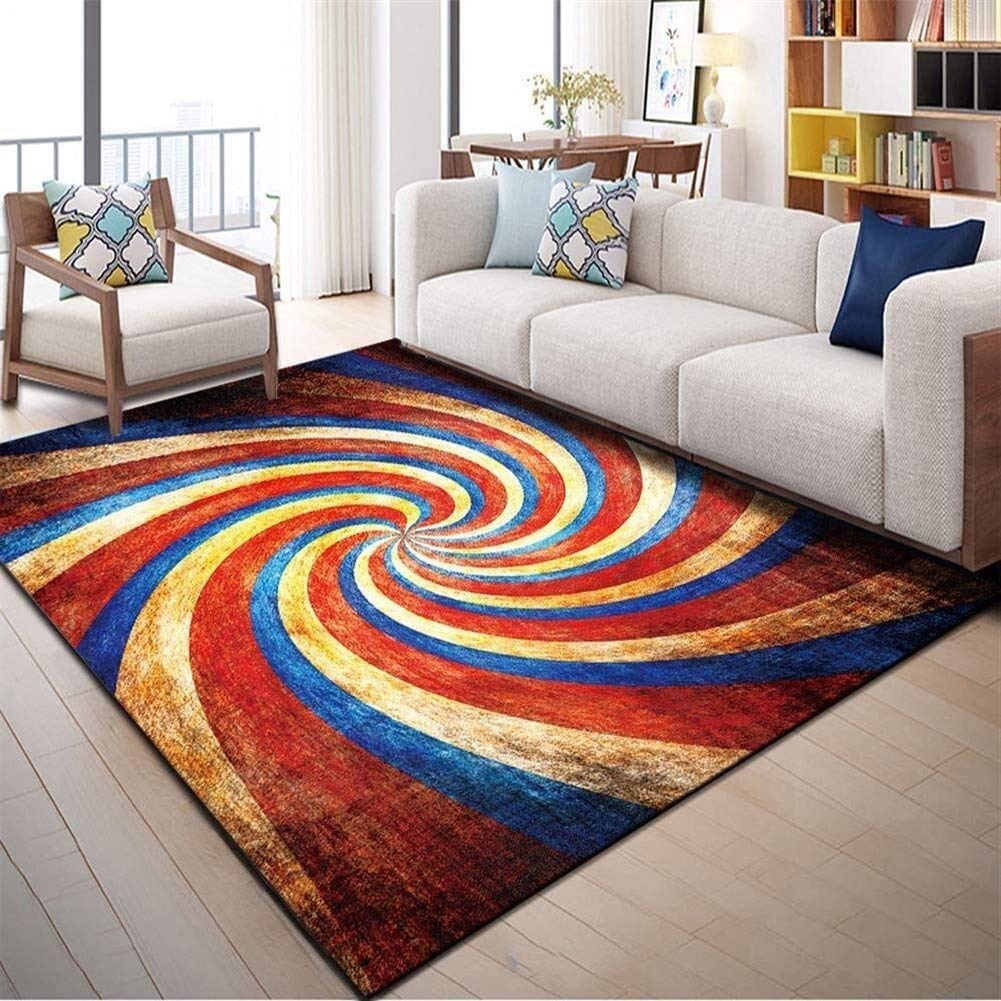 Living Room Area Rug, 3D Multi Color Geometric Runner Carpet Non-Slip Modern Kids Room Floor Mat, for Children Bedroom Home Decor Nursery Rugs,C_80×120cm