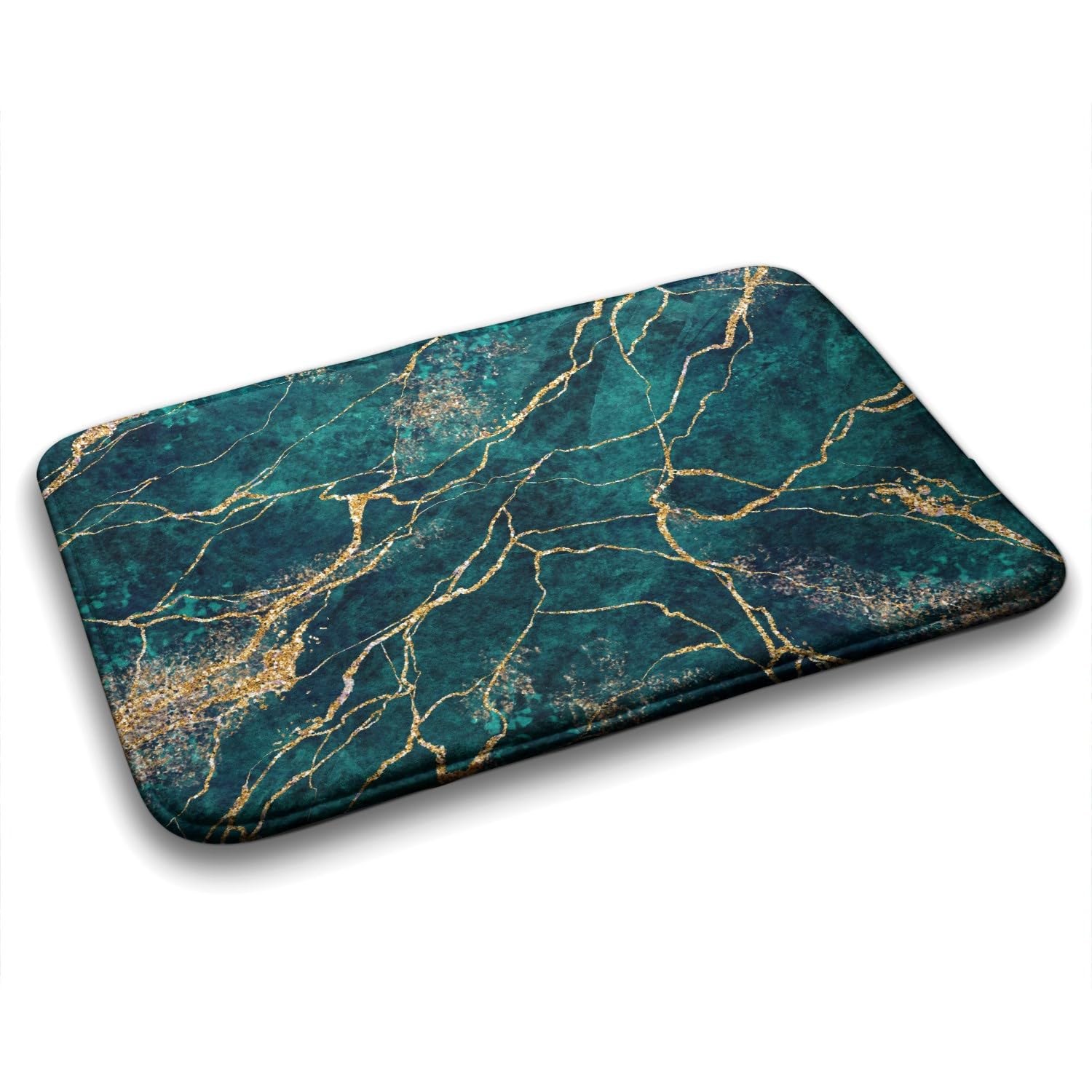 Tapis de salle de bains marbre vert 90x60 cm Tulup rectangulaire et antidérapant