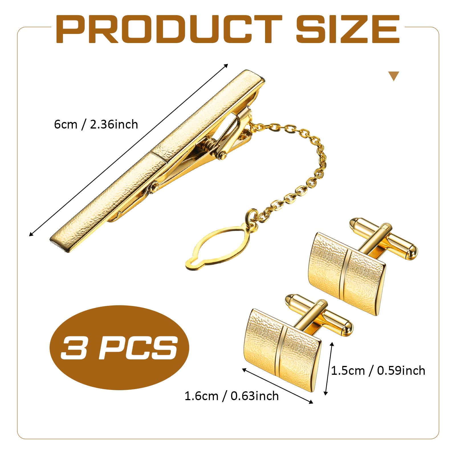 Set di Gemelli in Oro e Fermacravatta Dorato per Camicia Personalizzata con Sacchetto di Regalo Clip per Cravatta da Lavoro Regalo di Accessori di Gioielli da Matrimonio per Uomo