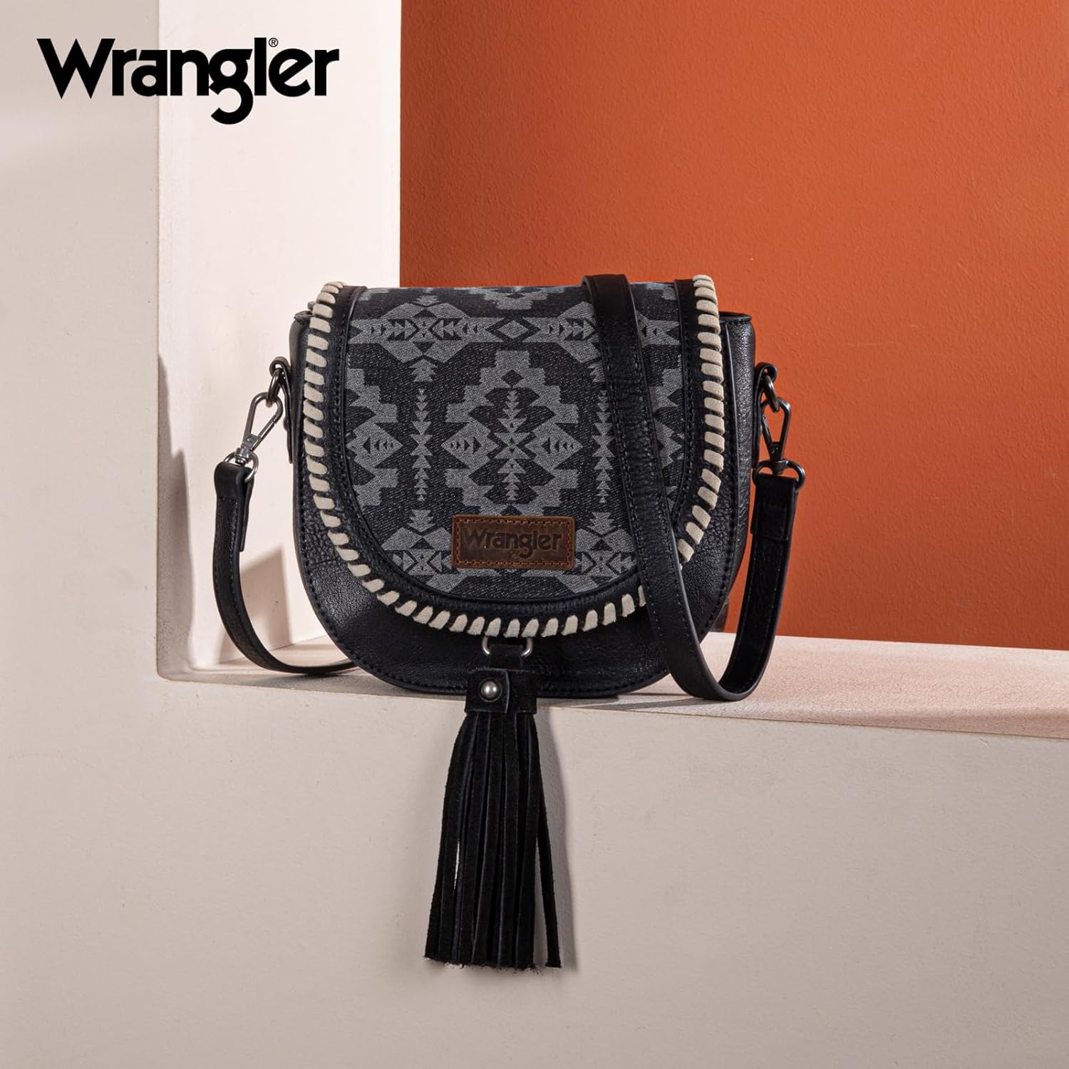Wrangler Saddle Bag Purses for Women Small Crossbody Satchal Bag Embossed Braid Handbags - Image 6