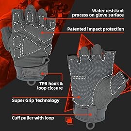 Seibertron Patented S.O.L.A.G 2.0 Half Finger Gloves - Tactical Gloves for Sports, Water Resistant and Impact Protection Grey L