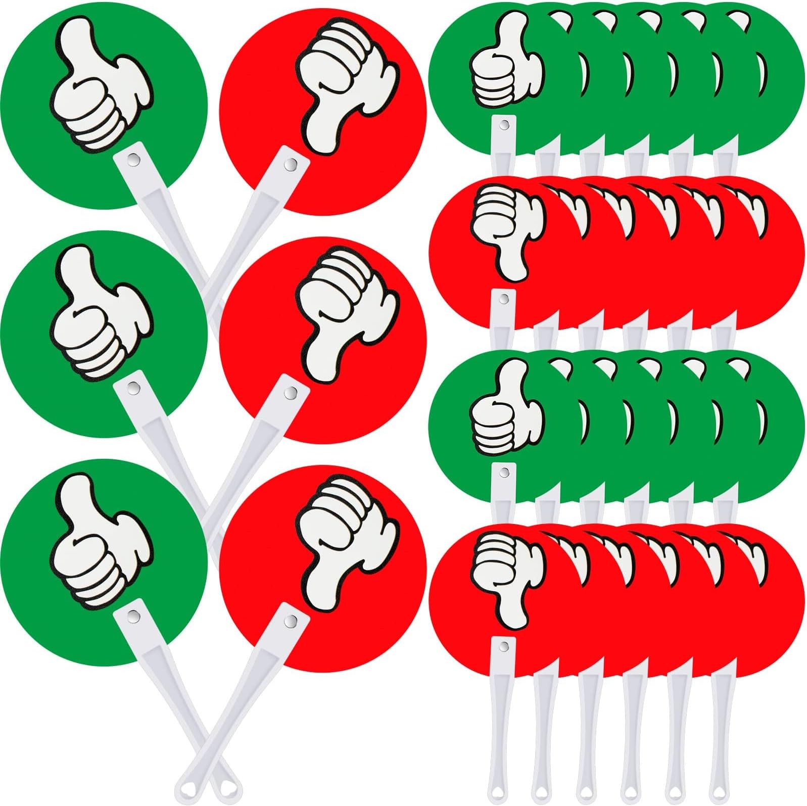 Azonee Voting Paddles, 30 Pack Thumbs Up & Down Plastic Signs, Green & Red Yes/No Classroom Paddles for Teachers and Students