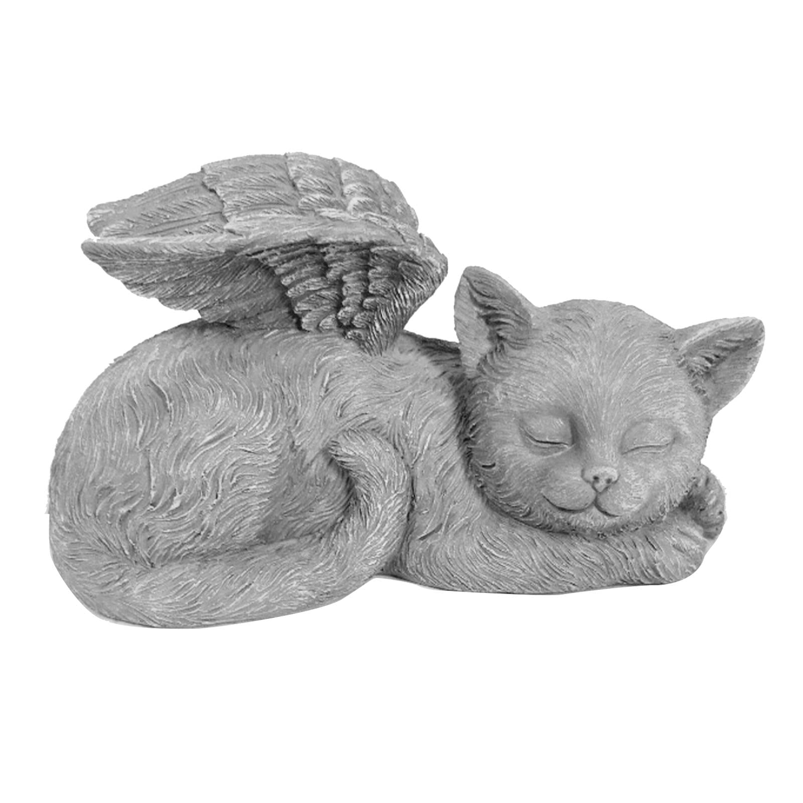 Qcwwy Estatua Conmemorativa para Mascotas, Angel Pet Memorial Grave Marker Homenaje Estatua Resina Sleeping Pet Angel Garden Escultura para Pet Memorial Gravestone Ornament (Gato ángel)