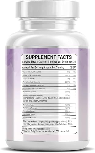 Miniatura 7 de Complejo de magnesio con malato de glicinato de magnesio, L-treonato, taurato, orrotato, zinc, aspartato, manganeso de cobre y complejo de vitamina