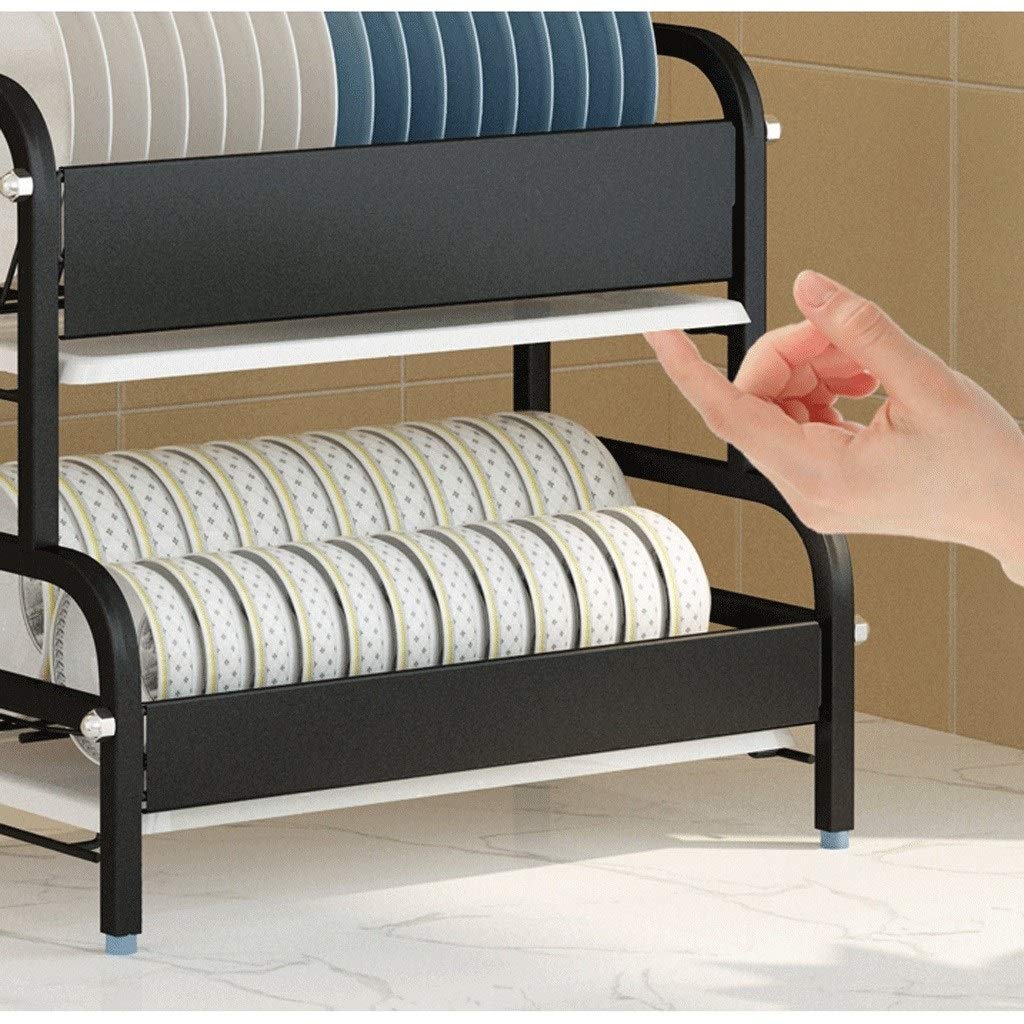 Geschirrkorb 2-Schicht-Edelstahl mit Ablaufplatte Abtropfbrett ablassen Rack-Geschirr Drying Geschirr Abtropfgestell