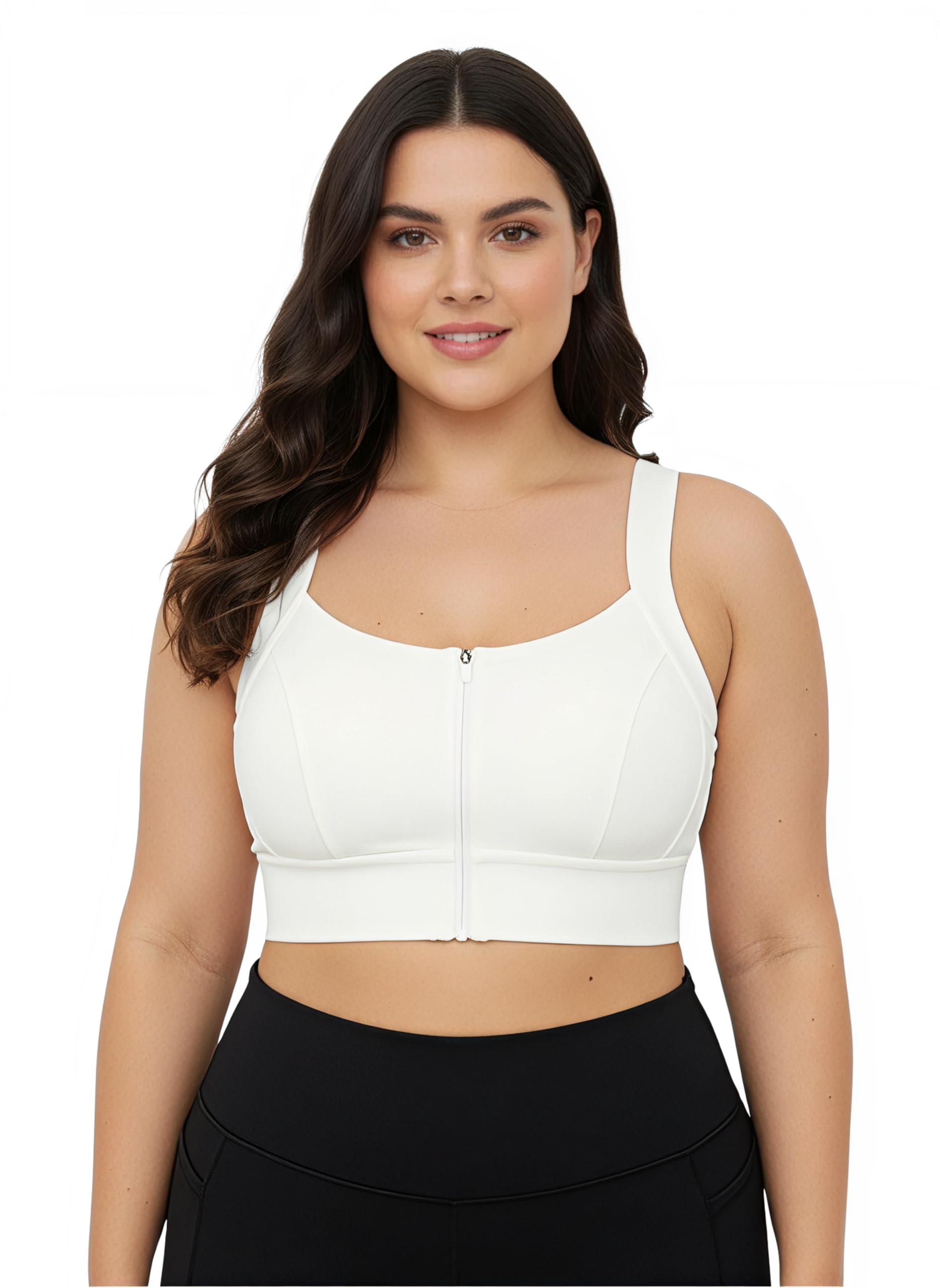 Front Zip Full Coverage Lightly Padded Rapid Dry Workout Sports Bra-image-24