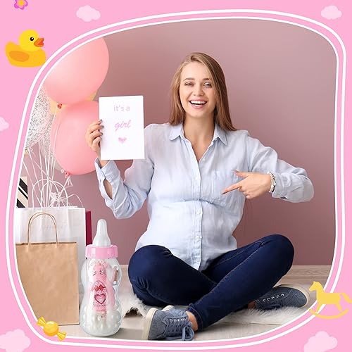 Vista 4 de Tessco for you 2 botellas grandes de leche para bebé, rellenables, para baby shower, de 11 x 4 pulgadas, recipiente de plástico