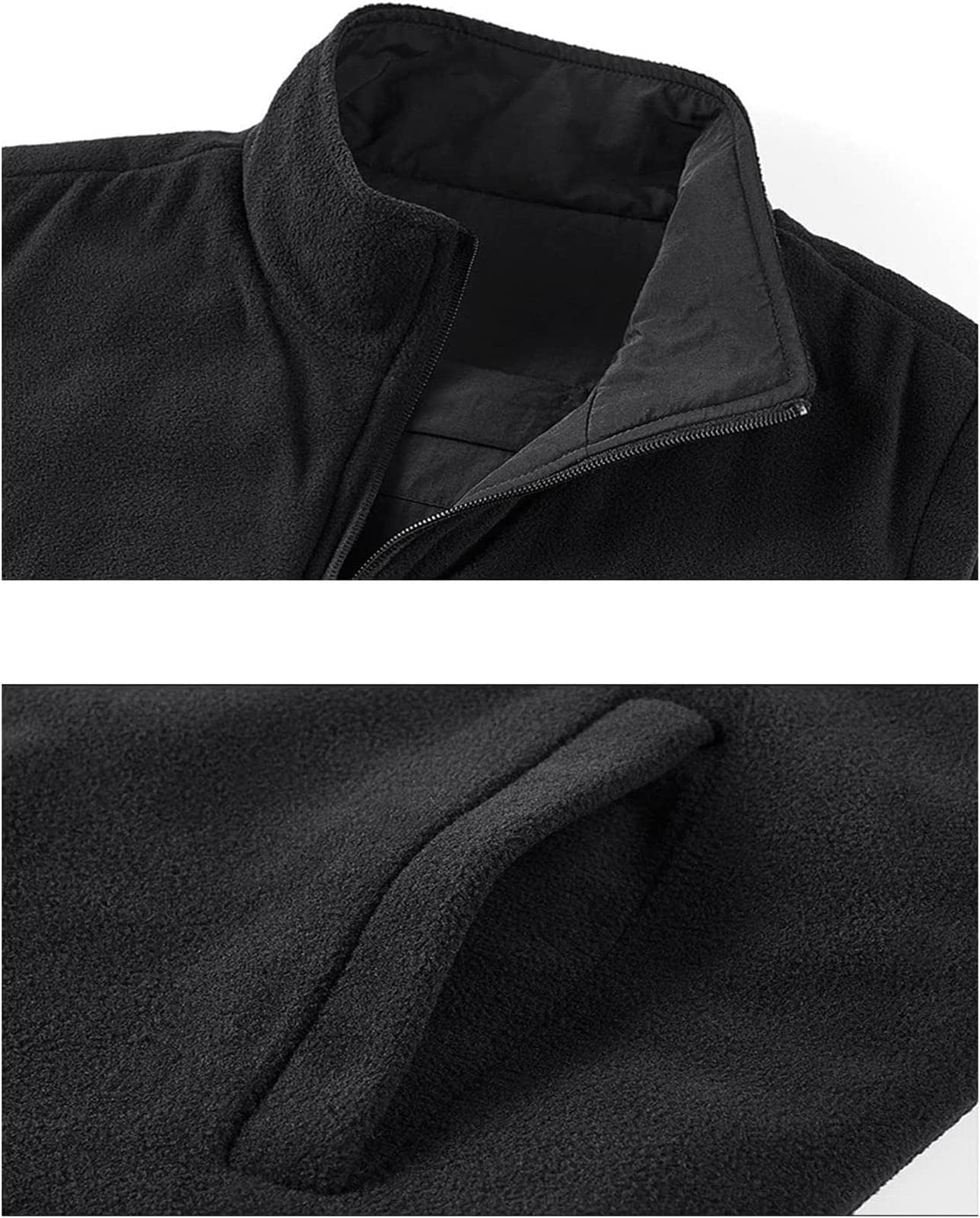 Hombres Multi Pocket Reversible Fleece Gilet Chaleco Outwear Outdoor Casual Zip Up Pesca Chaleco Chaqueta Reporteros Fotografía Viaje Abrigo Ligero (Black 5XL)