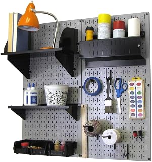Wall Control Hobby Craft Pegboard Organizer Storage Kit with Gray Pegboard and Black Accessories