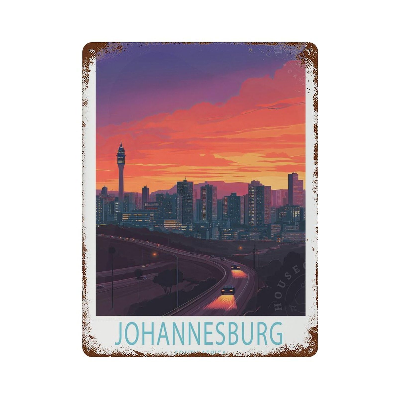 xiaoxiaoshen Johannesburg South Africa Travel Personalised Gifts Wall Decor Art Metal Tin Poster Modern Home Decor Art Home Bar Shop Decorations Vintage Sign 40x30cm