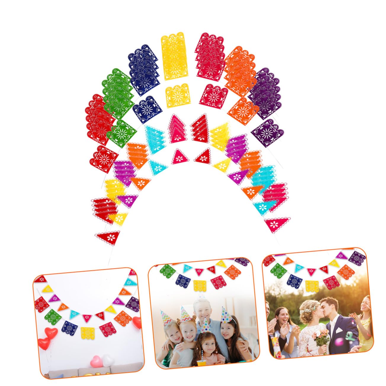 Uonlytech 40pezzi Bandiere Decorative Messicane Per Per Dei Morti e Fiesta Facile Appendere Per Indoor e Outdoor