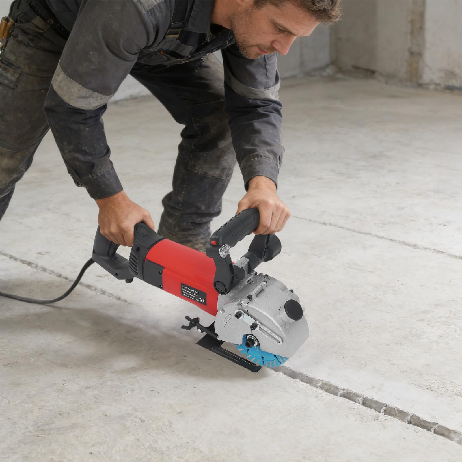 Fresa per Scanalature da Muro 2700W Professionale con Laser e Aspirazione, Fresa a Cavo per Pareti per Cemento/Marmo/Mattoni, Max. 42mm di Profondità, 5000 Giri/min, Incl. Valigetta degli Attrezzi e