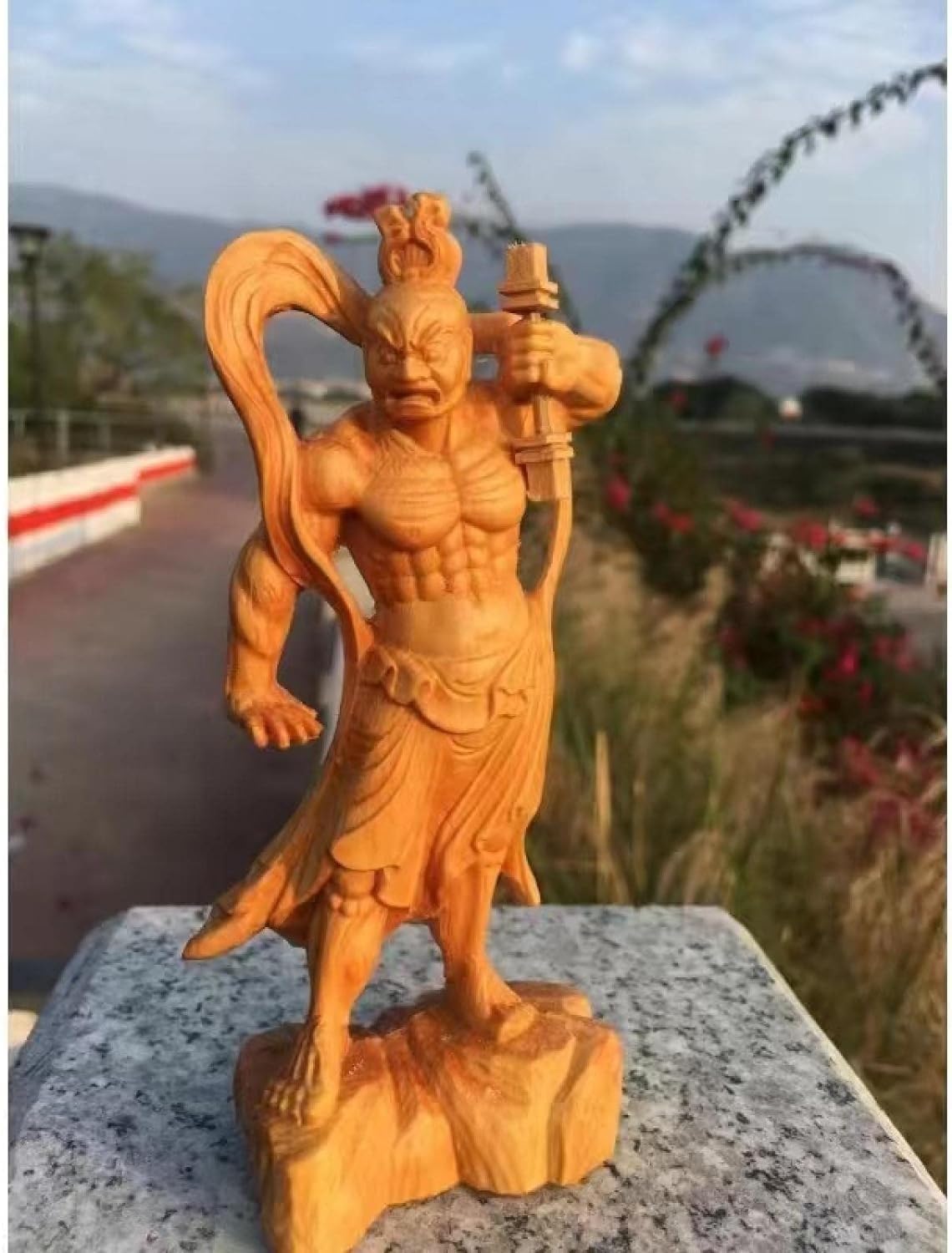 Amazon｜木彫りの仏像 （哼哈二将佛像）仏像装飾 家庭用装飾品