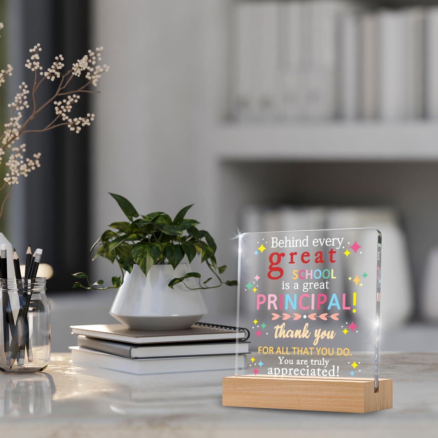 School Principal Thank You Gifts for Men Women, Christmas Thanksgiving Gifts for Principal Teacher, School Principal Appreciation Gifts for Retired Educators, Principal Definition Acrylic Desk Sign Decor - Image 3