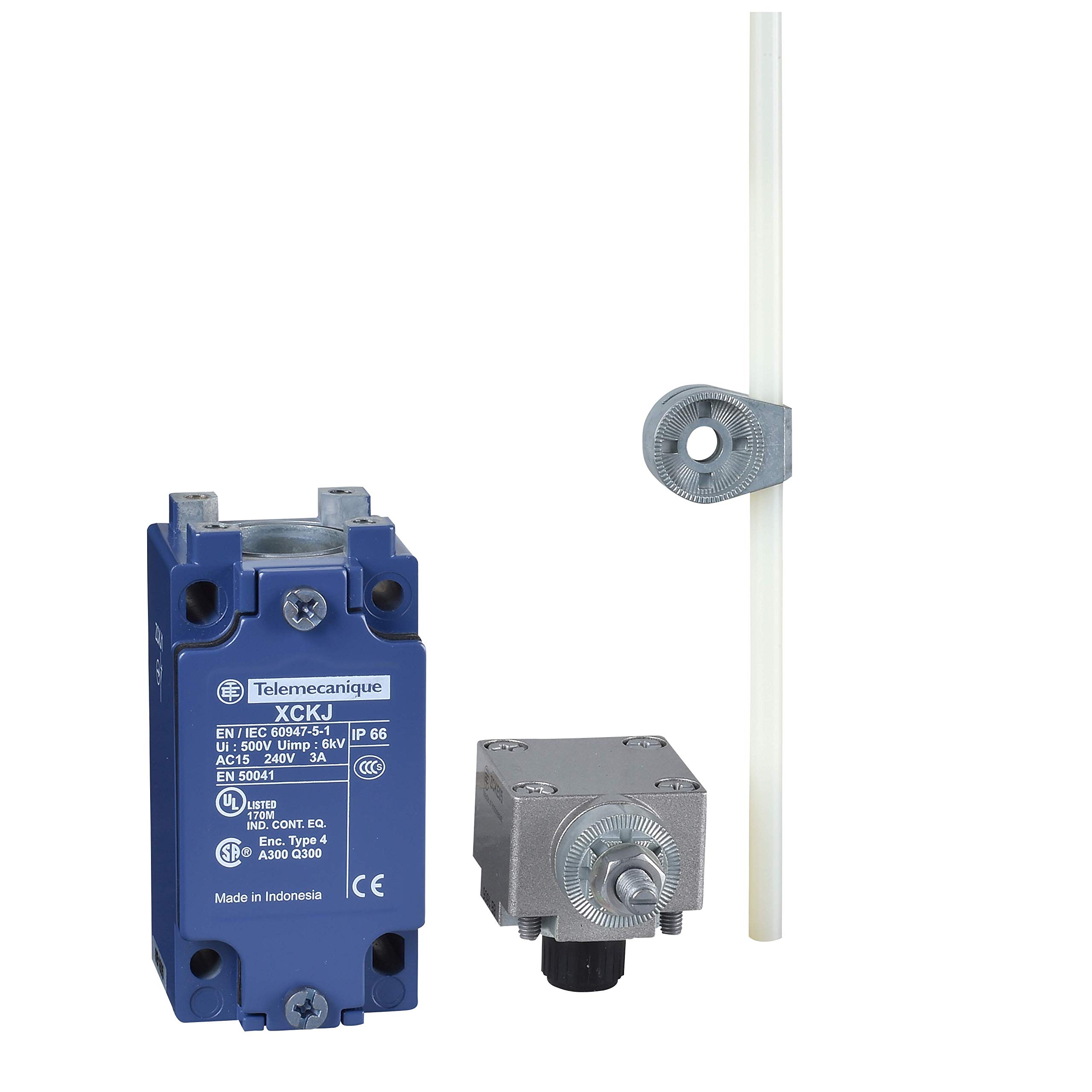 Schneider Electric XCKJ10559H29 Limit Switch Xckj, Thermoplastic Round Rod Lever 6 Mm, 1Nc+1No, Snap, M20