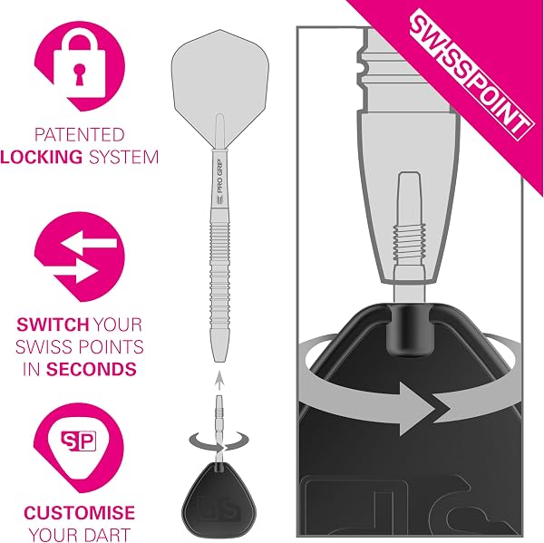 Target Darts Swiss Points, Puntas para Dardos Diamond Pro Swiss Point (Juego de 3 Puntas) Puntas para Dardos de Cambio, Accesorios para Dardos Profesionales - 5
