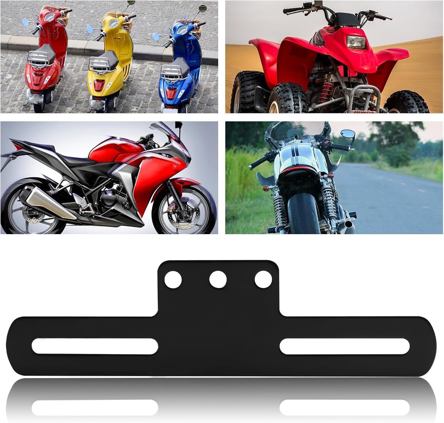 jose2015 Universal Motorcycle License Plate Bracket - Motorcycle License Plate Holder with Integrated taillight Mount, Black Alloy Steel, Easy Installation