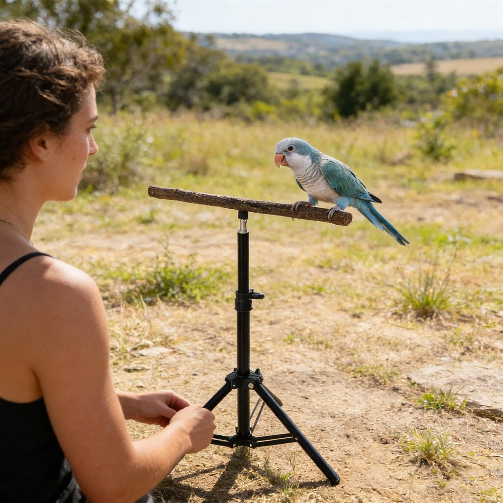 Soporte Para Pájaros: Hábitat De Perca Con Base De Trípode De 60 Cm, Estructura De Juego De Entrenamiento Compacta, Estación De Ejercicio Portátil Para Pájaros | Kit De Configuración De Actividades Pa