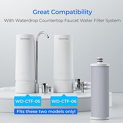 Miniatura 2 de Waterdrop WD-CFF-03 Filtro de agua de repuesto, filtro de agua para encimera, vida útil de 4000 galones, filtros de agua de repuesto para fregadero,